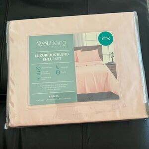 Wellbeing Luxurious Blend Sheet Set/king Size/pink/nwt